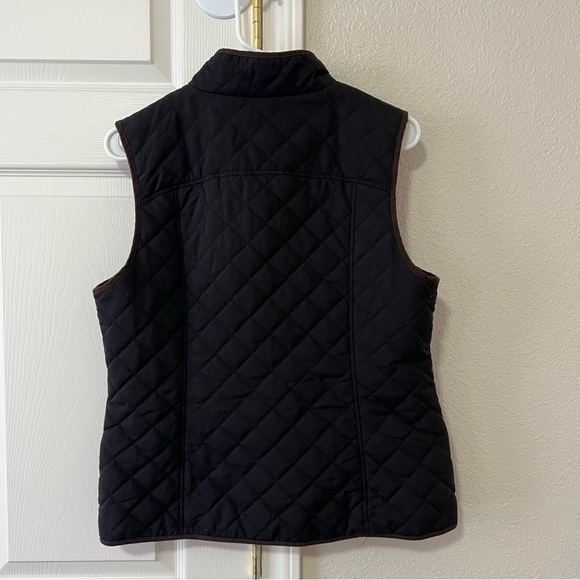 G.H. Bass Quilted Vest Black with Brown Trim & Snap Front Size Medium - Picture 11 of 11